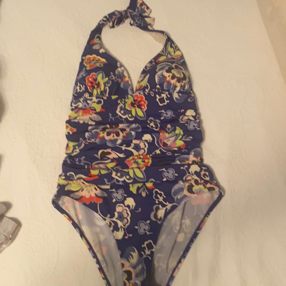 Boden Blue Floral One Piece Swimsuit
